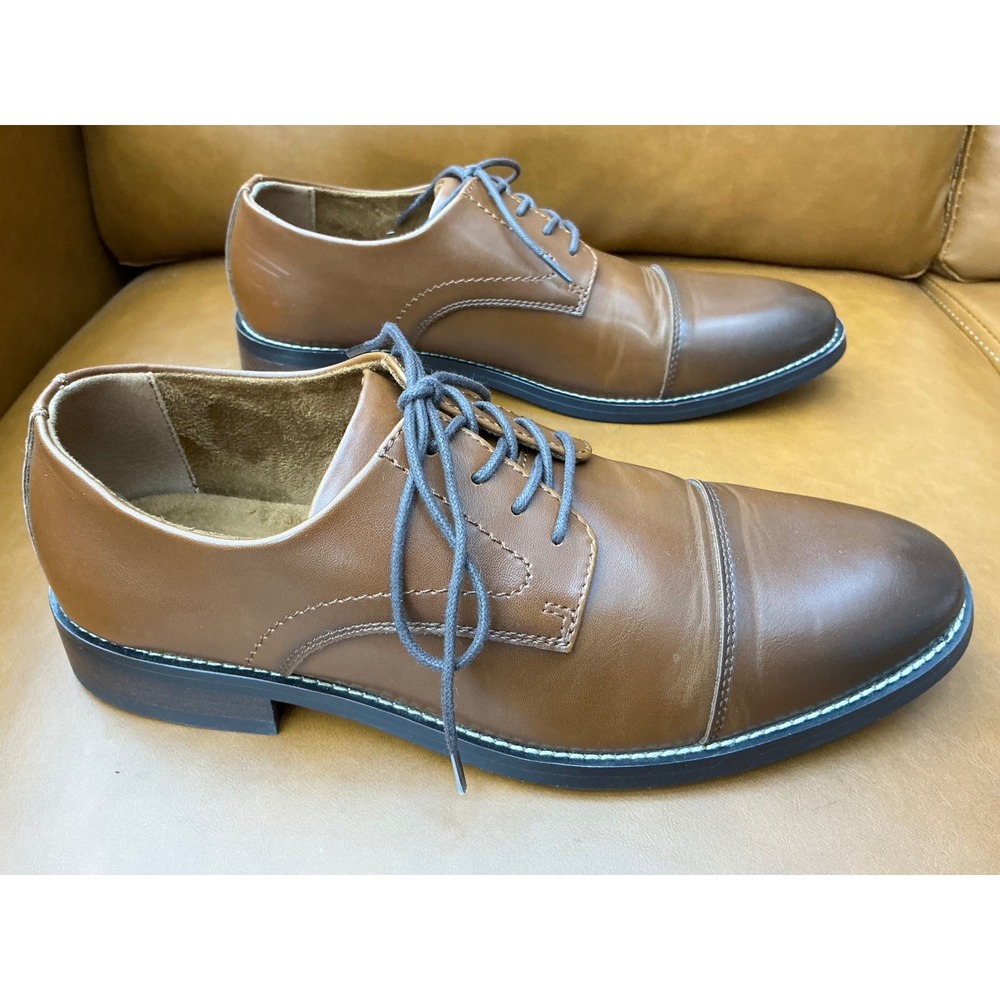 Stafford Wallace Oxford Mens 8‎ Cognac Cap Toe Dress Shoes